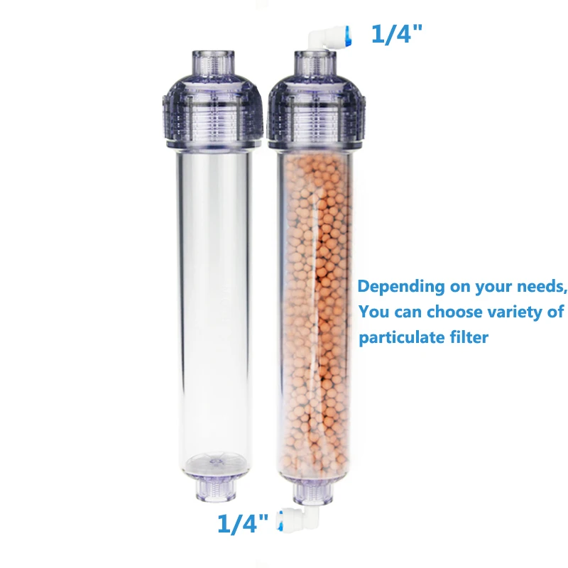 11 Inch Refillable Water Filter Housing for Cartridge Fill Alkaline balls Activated Carbon KDF Resin Filter With 2PCS Fittings