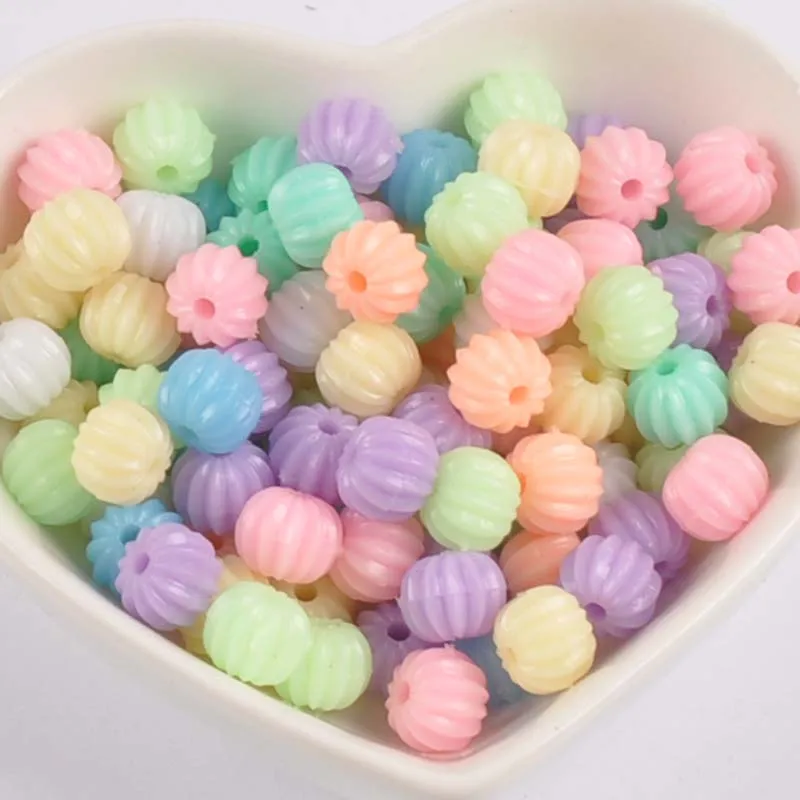 100Pcs 7x8mm Mixed Color Acrylic pumpkin beads Spacer Ball Beads Fit Jewelry Handmade YKL0615X