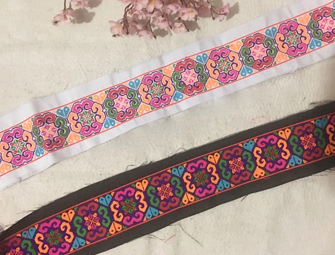 miao cross stitch fabric embroidery lace trim 9cm dress collar ribbon tape webbing ethnic tribe nepal thai india boho gypsy DIY