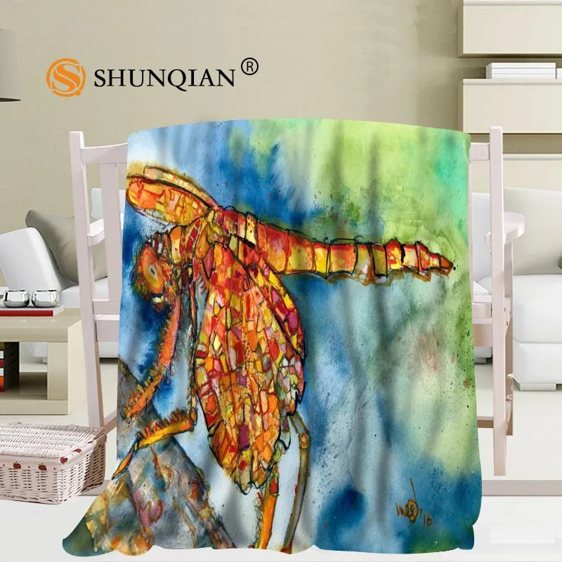 Custom big size Colorful dragonfly Blankets for beds Falafel warm winter sleeping sofa blanket 56x80inch 50X60inch 40X50inch