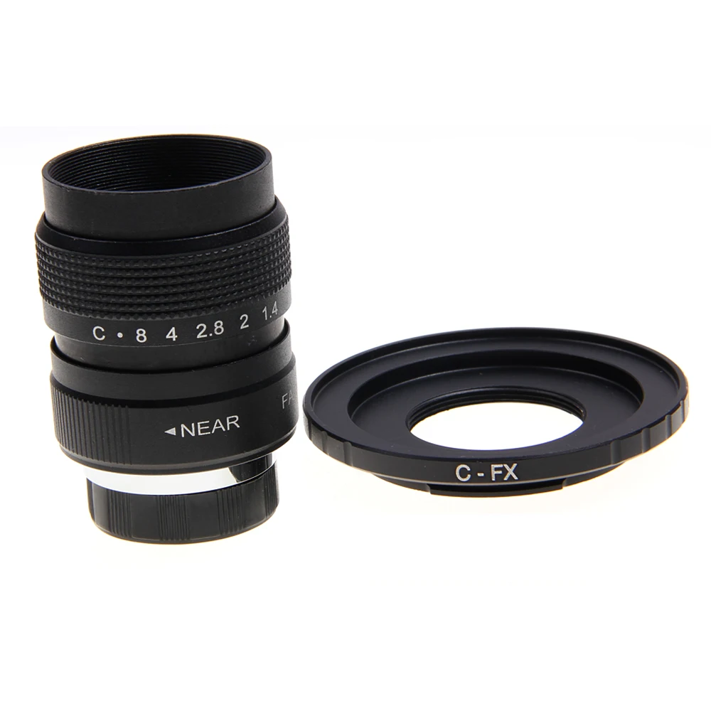25 มม.F1.4 กล้องวงจรปิดทีวีเลนส์ภาพยนตร์ + C Mount สําหรับ Fuji Fujifilm X-H2 X-H2 X-A2 X-A1 X-T1 X-T2 X-T10 X-E1 X-E2 X-1M X-Pro1 X-Pro2 X-MOUNT