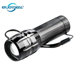 2000 Lumen LED Flashlight 3 Mode Zoomable Q5 LED Flashlight Torch Zoom Lamp Light  3 x AAA battery Alumiun alloy black