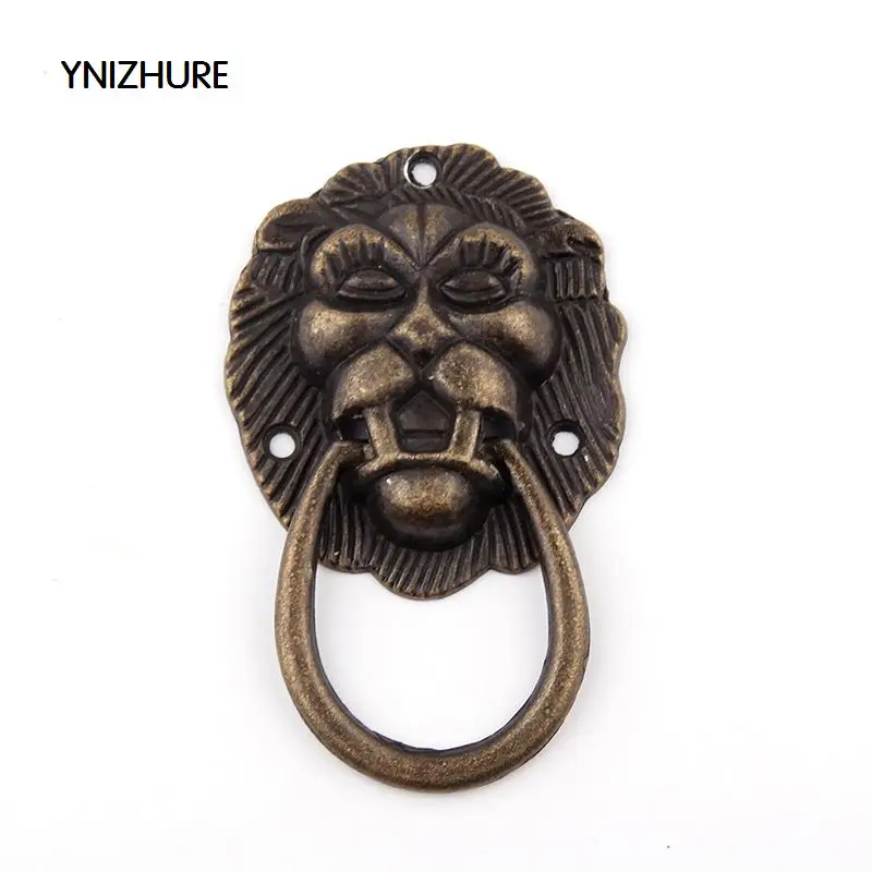 10pcs 41*65mm  New Furniture Handles Beast for Lion Head Antique Alloy Handle Wardrobe Drawer Door Pull Retro Decoration