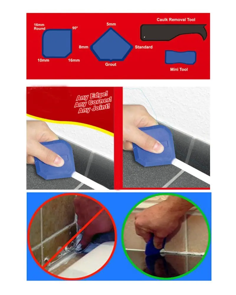 Joint d\'étanchéité en Silicone de qualité professionnelle, 8 pièces, outil de finition, profil de calfeutrage, Joint d\'angle de ligne avec outil de