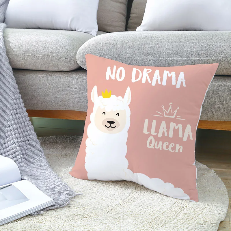 Cute Cartoon Alpaca Cushion Cover Creative Alpaca Decorative Pillowcase Alpaca Throw Pillow Case Case For Sofa Cushion Cover
