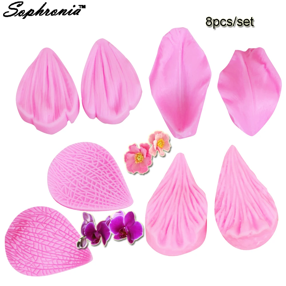 Tulip Daisy Moth Orchid Flower Petals Silicone Mold Chocolate Fondant Flower Petal Cake Decoration Kitchen Baking Tools