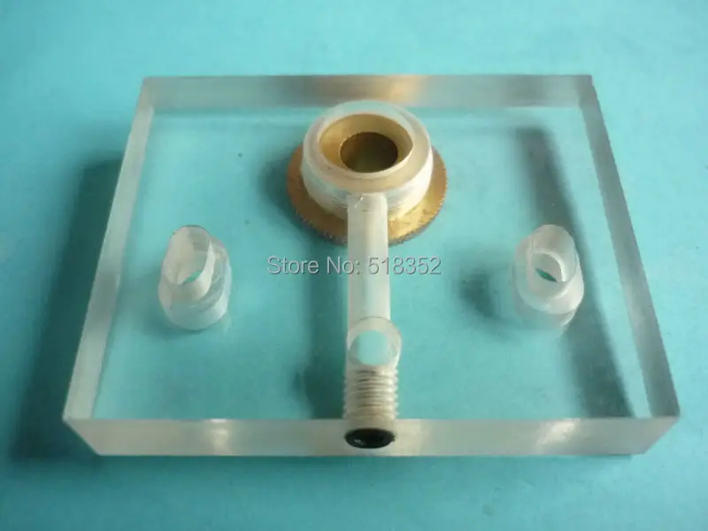 65 x52 x12mm Acrylic Water Jet Panel/ Water Spray Cooling Plate with Brass Nozzle OD16.5mm, EDM Wire Cut High Speed Machine