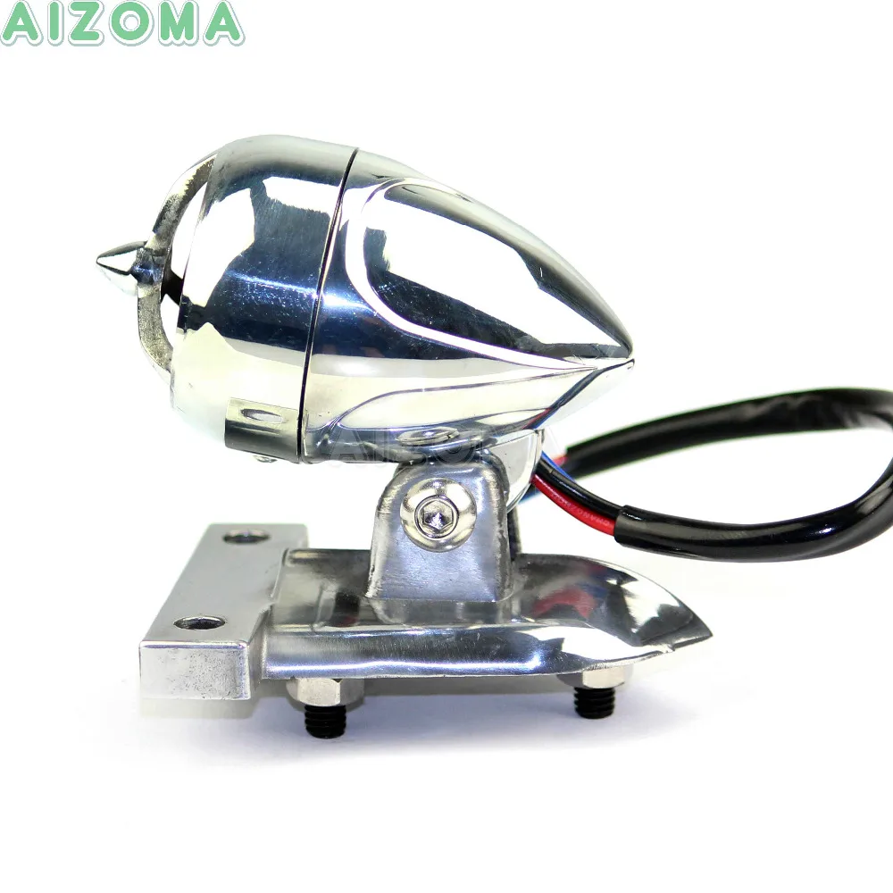 Chrome Billet Aluminum Motorcycles LED Brake Taillight w/License Plate Lamp For Harley Yamaha Choppers Boober Universal