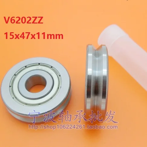 

10pcs/lot V6202ZZ V6202 ZZ 6202VV 15x47x11mm V groove ball bearing guide track roller wheel pulley bearing 15*47*11mm