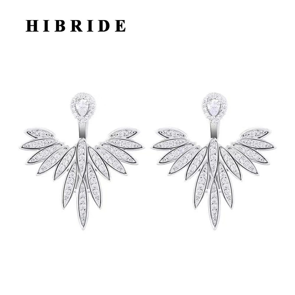 

HIBRIDE New Design White Gold Color AAA Cubic Zircon Stud Earrings for Women Birdal Accessories Boucle D'oreille Jewelry E-01