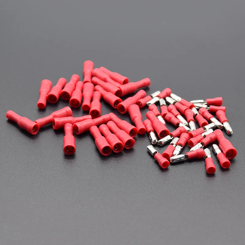 50pcs red 25pcs Female 25pcs Male Insulated Electric Connector Crimp Bullet terminal for 22~16 AWG Audio Wiring FRD MPD1-156