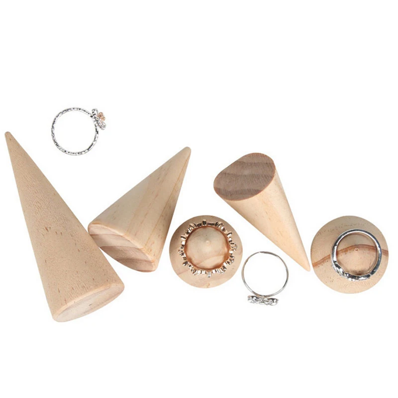 Hot Original Wooden Conical Ring Display Stand Ring Support Ring Seat Jewelry Storage Rack Jewelry Ring Packaging Sets Display