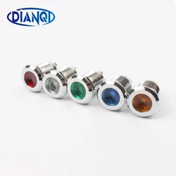 LED Metal Indicator light Flat 12mm waterproof Signal lamp LIGHT 3V 6V 12V 24V 220V screw connect red yellow blue 12ZSD.PY.L