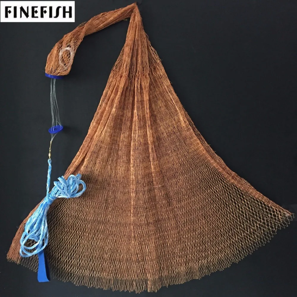 Finefish-USA Cast Net, Strong Brown Line, Fishing Net, Hunting Catch Fish Network, Small Mesh, Hand Throw Nets