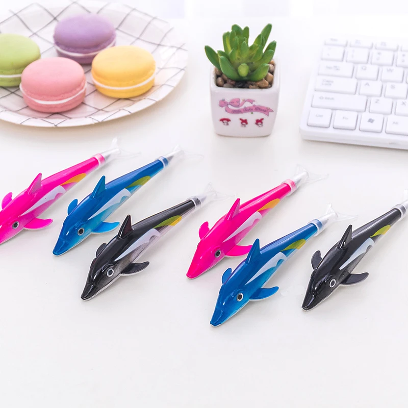 1Pcs 2018 Cartoon Cute Dolphin Shape Ballpoint Pen Marine Life Kid Ball Pen Fine Point 0.5mm Stationery Office School Supplies