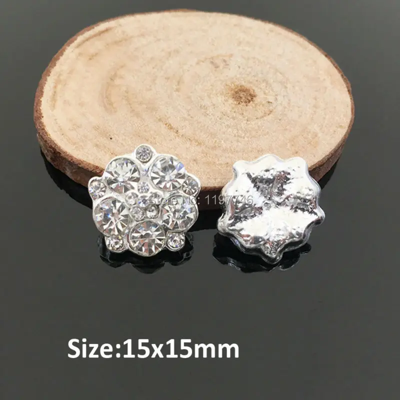 

High Quality Mini Order 10 Pieces 15MM Round Small Round Crystal Rhinestone Buttons Flower Flatback Embellishments For Hair