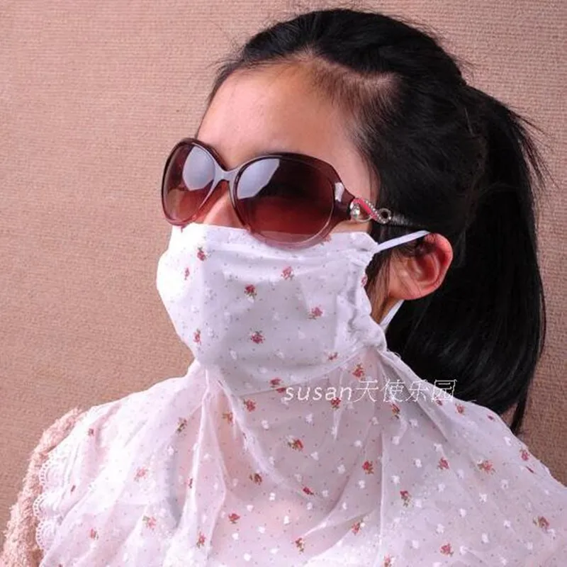 Summer Lady Driving Face Mask Chiffon Sunscreen Women Anti-ultraviolet Cycling Breathable High Quality Fashion Female Mask H3144