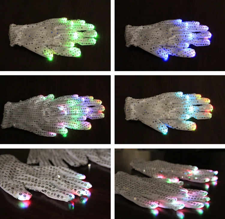 100pairs Hot! Mens Womens LED Gloves Unisex Light Up Night Flashing Toys Gloves Cool Stage Props