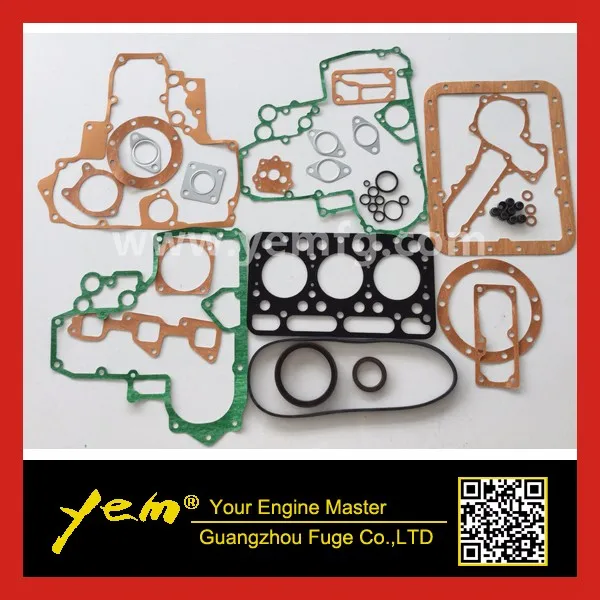 For kubota engine parts 3D76 full gasket set with head gasket crank front and rear seal water pump gasket