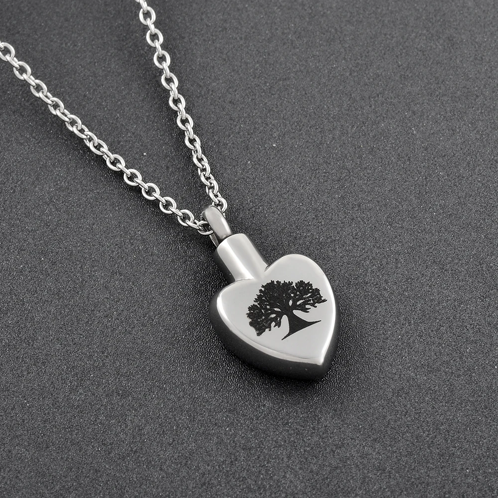 IJD9815 Tree of Life Hearts Cremation Urn Keepsake Memorial Stash Pendant Locket Necklace Capsule Jewelry