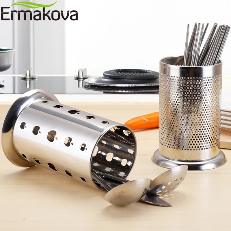 ERMAKOVA Stainless Steel Kitchen Utensil Holder Cooking Tools Storage Organizer Crock for Kitchen Gadgets and Cooking Utensils