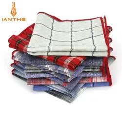 Brand Hoge Kwaliteit Hankerchief Sjaals Plaid Pak Zakdoeken 100% Katoenen Casual mannen Streep Pocket Plein Zakdoeken