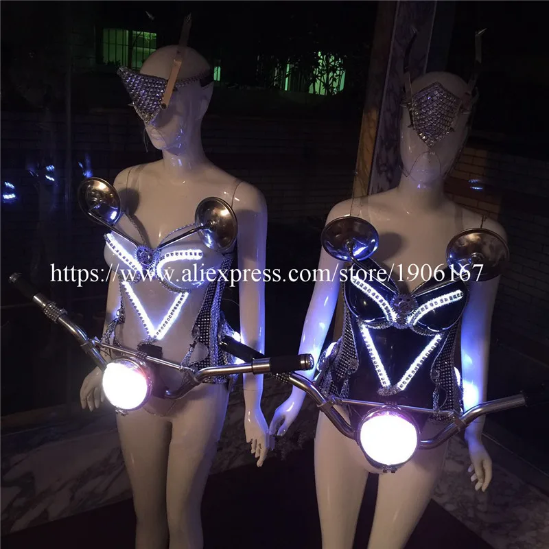 

Hot Led Luminous Sexy Evening Dress Catwalk Clothes Carnival Victoria Ballroom Costume Stage Dance DJ Singer Cosplay Clothing