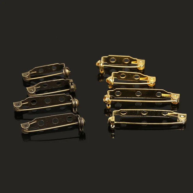 Safety Pins Brooch Connectors Findings 30PCs Gold Color Bronze Color  21x5mm(2Holes) 27x5mm(3HoleS) 2016 New