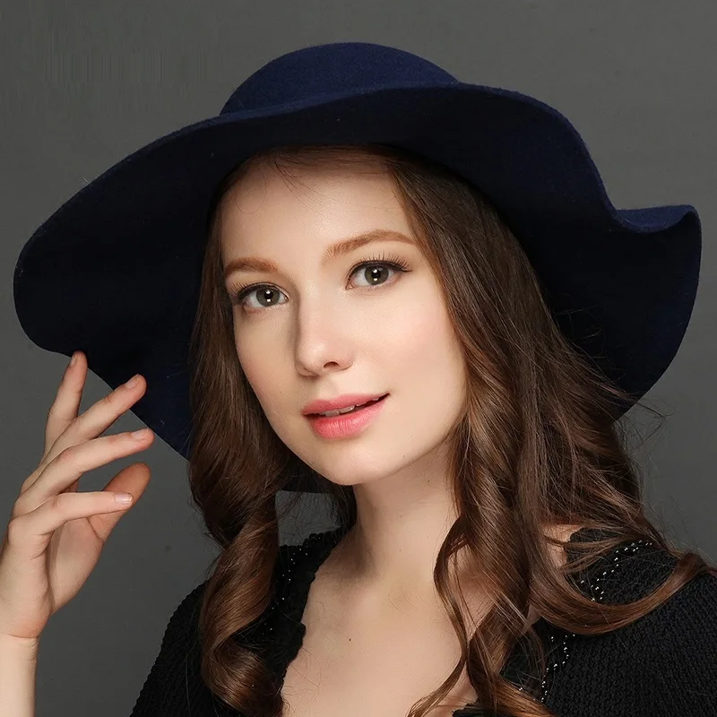 New Arrival Lady Korean Wool Cap Femal Autumn and Winter Woolen Cap Ladies British Hat Bow Pure Wool Warm Felt Hat B-7612