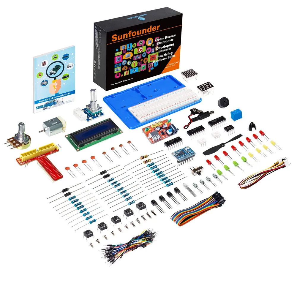 SunFounder Super Starter Learning Kit V3.0 for Raspberry Pi 4B 3 Model B+ 3B 2B B+ 1 model B+ with PDF + Manual(PI NOT Included)