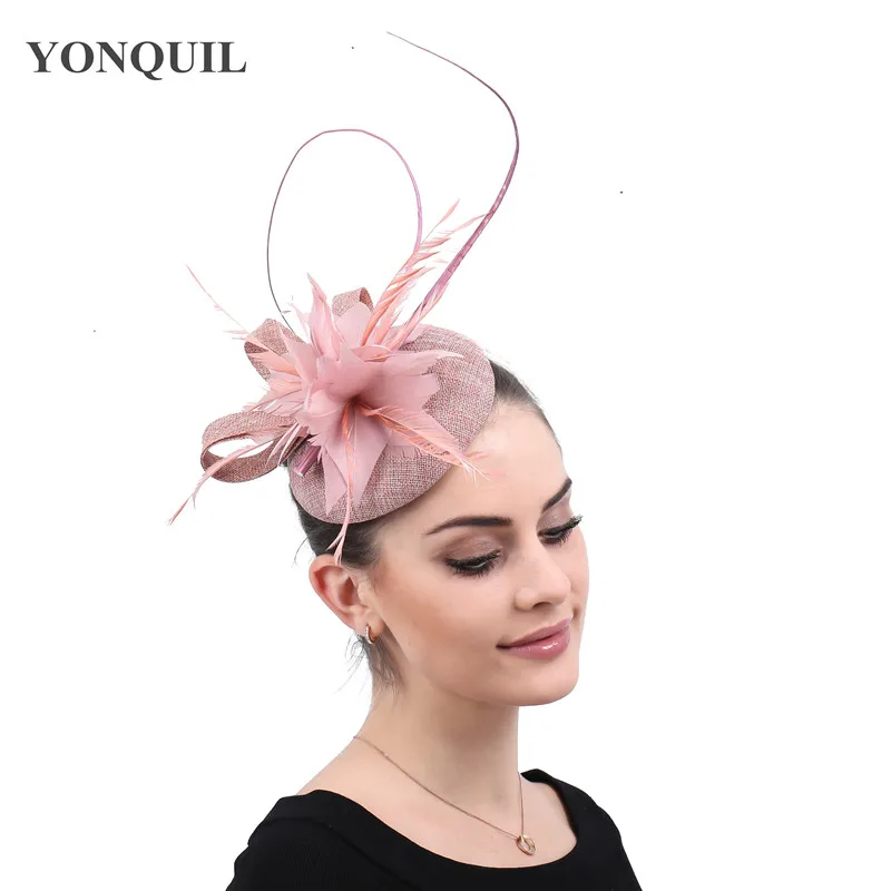 

Women Light Blue Party Church Occasion Hats Fedora Hairclips Fascinators Ladies Fancy Feathers Hair Headwear Accessories SYF569