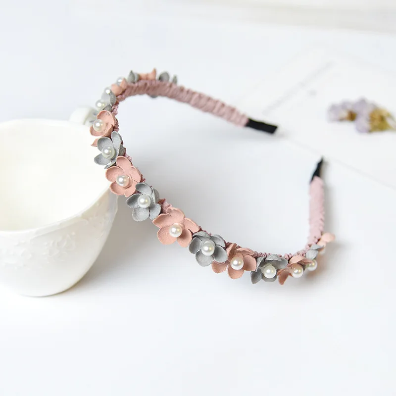 Fascia per capelli con fiore coreano per ragazze fasce per capelli con corona di strass accessori per capelli per donne e ragazze di alta qualità