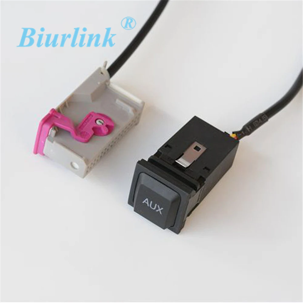 Biurlink Car Aux-in RNS-E Navigation Device AUX Button Audio Adapter Kit 32Pin Plug for Audi A3 A4 A6 A8 R8 TT