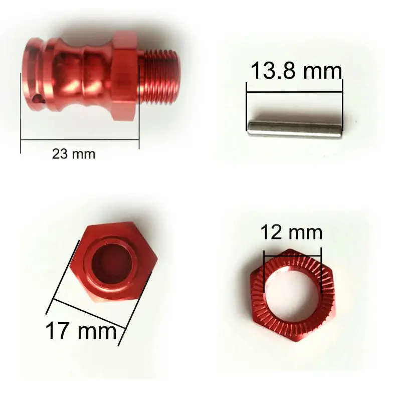 Wheel Hub M17 17mm Hex adapter M23 23mm 1/8 RC Car Upgraded Parts HSP Extension Adapter 12mm Nut  x4 Longer Combiner Coupler