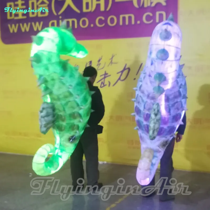 1.9m Wearable Inflatable Sea Horse on Back Moving Sea Horse with Light