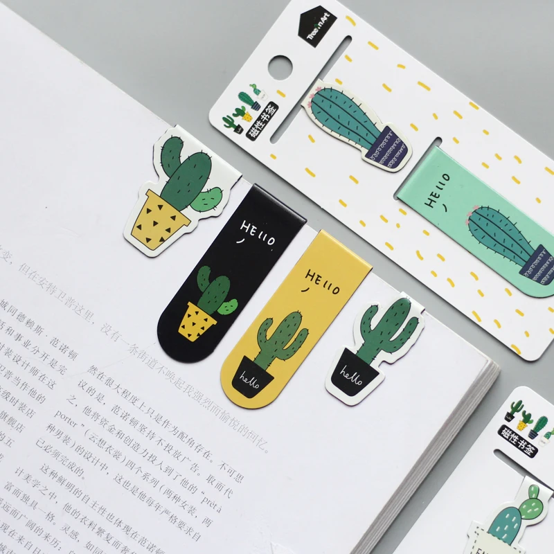 Cute Cactus Magnetic Bookmarks Paper Clip Fridge Stickers School Office Supply Escolar Papelaria Gift Stationery