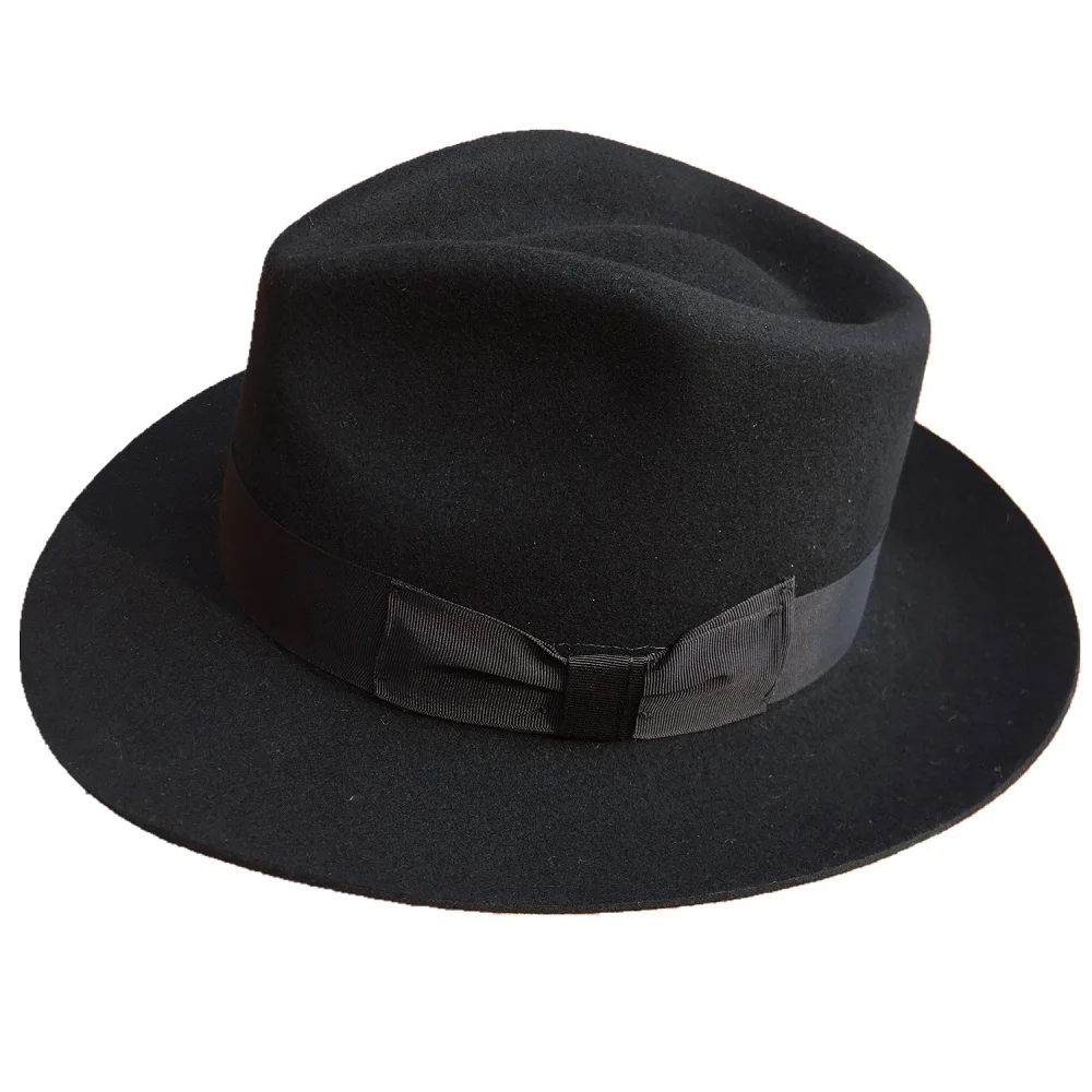 Hanshow Classic Men\'s Wool Felt Godfather Gangster Fedora Michael Jackson Gentleman Hat  -Packed in Strong Cardborad