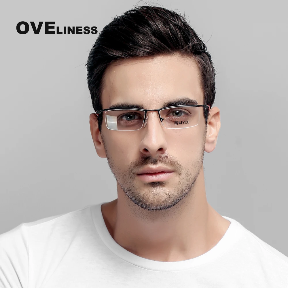 Ópticas montura de gafas graduadas para hombre, gafas transparentes para miopía, montura de Metal, 2022