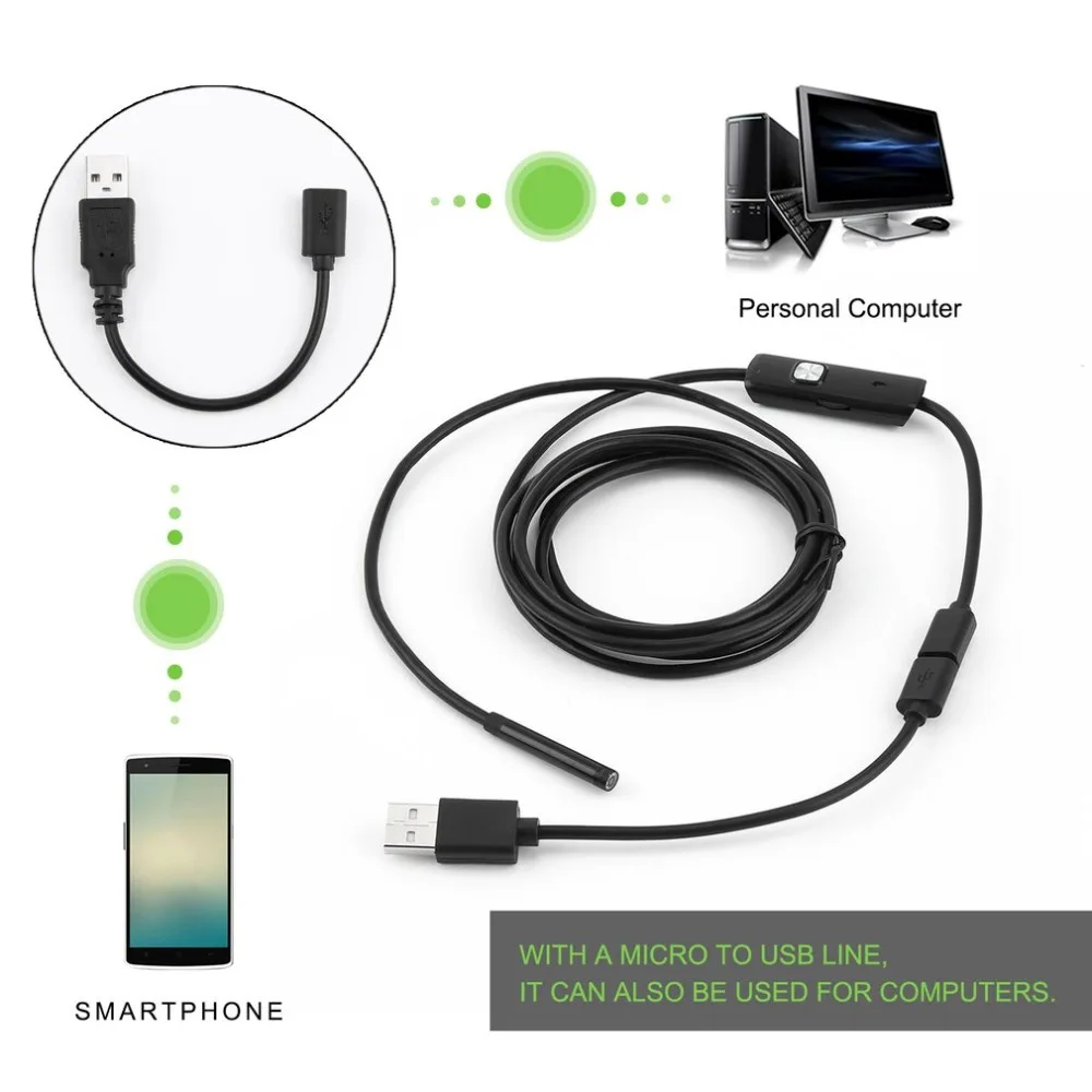 Imagem -05 - Endoscópio com Lentes de Led à Prova Dágua Leds 5.5 mm Boroscópio de Inspeção para Android Lente da Câmera Cabo Usb à Prova Dágua