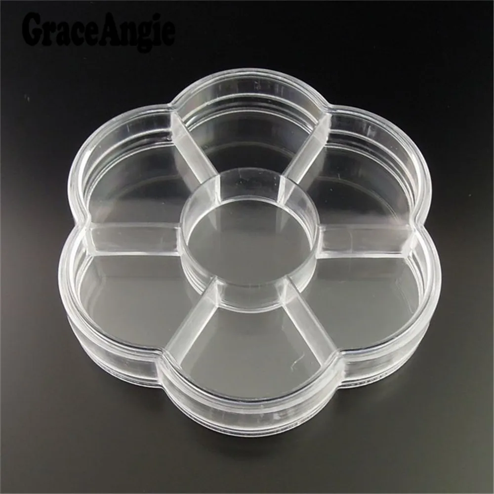 

3pcs Transparent Rhinestone Bead Box Container Storage Organizer Craft 6 Squares With Lids Jewelry Display 103*20mm