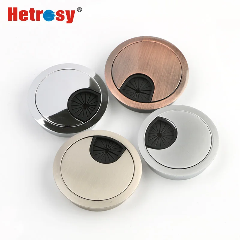 Hetrosy Office Hardware Zinc Alloy Desk Grommet Metal Wire Hole Covers Computer Table Cable Grommets