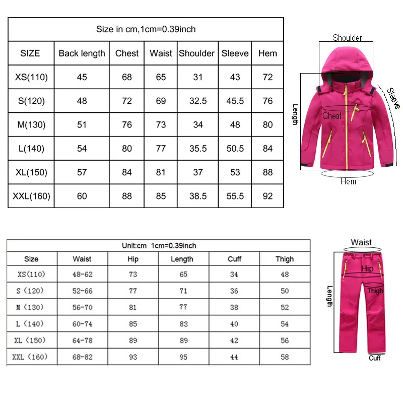 TRVLWEGO Autumn Children Camping Hiking Coat And Trousers Set Hood Winter Student Windproof Waterproof Outdoor Ski Jacket Pants