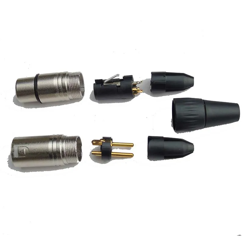 wholesale 60 pcs/lot 3-Pole Female/Male Cannon XLR Connector Plug for Microphone Cannon Connector with 3 pin gold plated