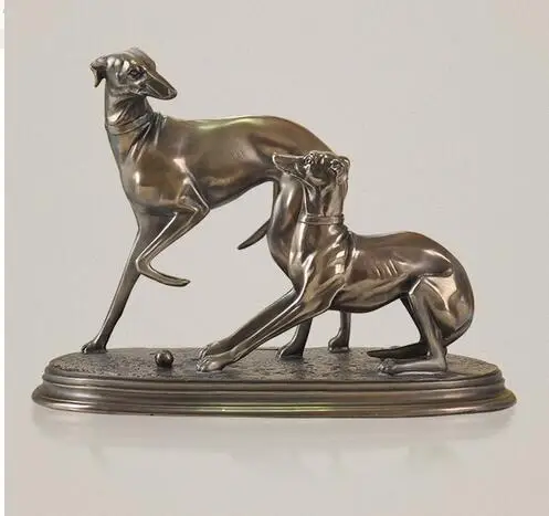 home decoration Greyhound Lovers Figurine Resin and Copper Hunting Dog Sculpture Art and Craft Ornament for Home and Office