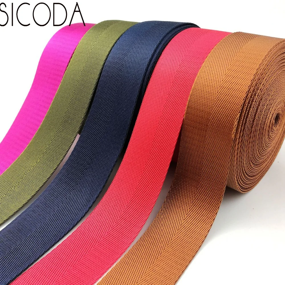 SICODA 10yards 38mm wide Smooth nylon webbing tape heavy duty 1.0mm thick Nylon Herringbone tape Handbag with Luggage and Belt