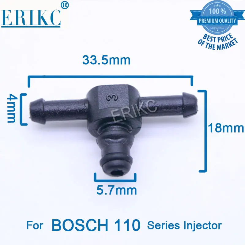 Erikc 10pcs/bag Common Rail Injector Return Oil Backflow Pipe Connector Plastic T L for Denso Bosch 110 Series Fuel Injector