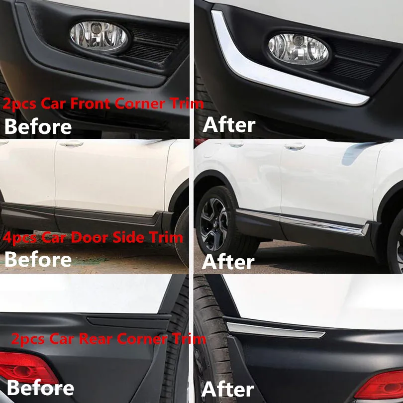 8pcs/set Stainless Steel Car Body Side Door Moulding Cover Trim For Honda CRV 2017 2018 Car Exterior Accessories Stylilng