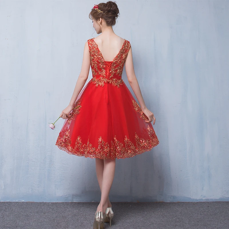 Robe de soiree 2021 nuovo arrivo rosso allacciato corto sottile toast matrimonio abiti da festa di fidanzamento abiti da ballo su misura