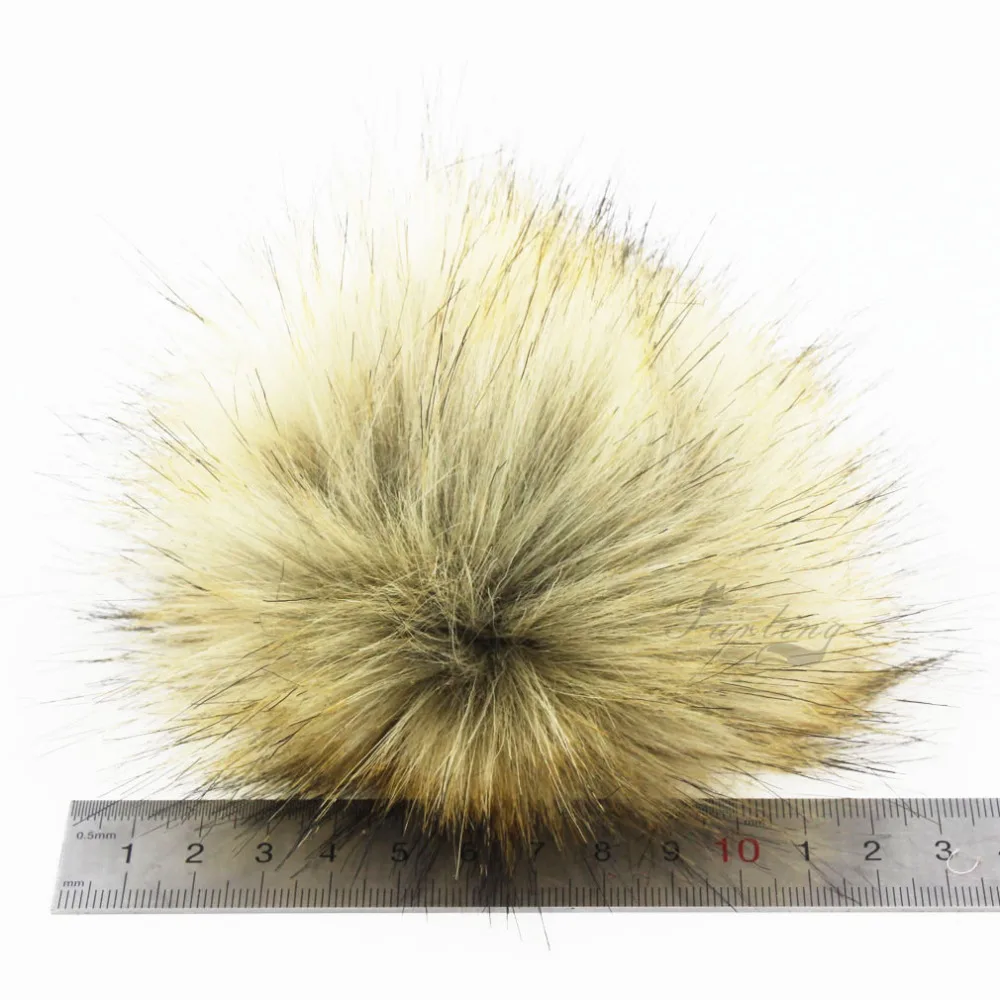 Nouveau 11 CM Faux Fourrure De Renard Pom Pom pour Chapeau avec la Presse bouton Faux Chapeau De Fourrure Bulle Amovible Fourrure Pompon Métal Boutons 1 Pcs