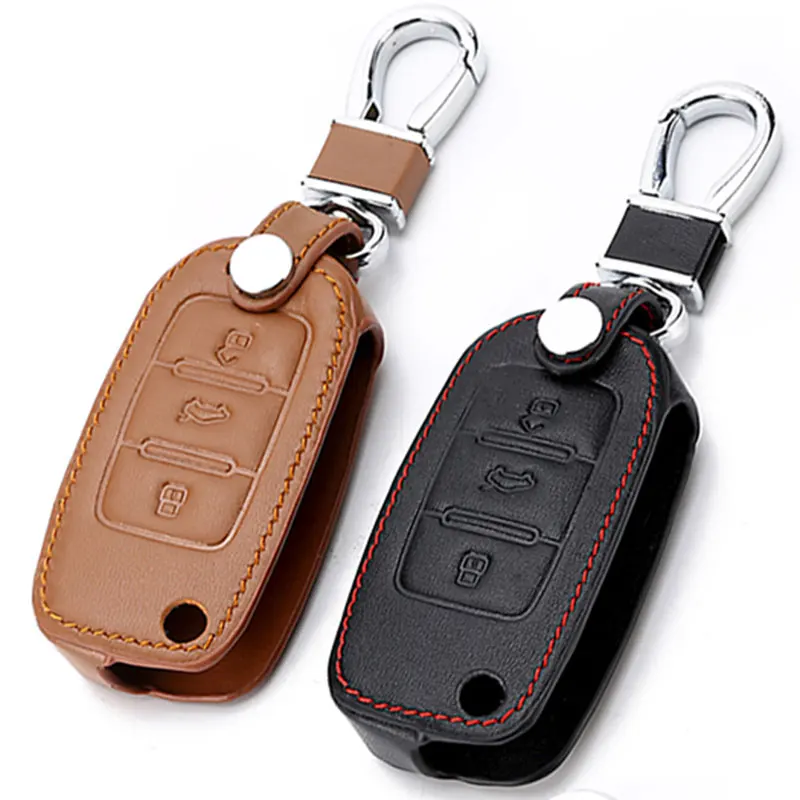 Genuine Leather Keychain Key Ring Cover Case For Skoda Octavia 2 A7 A5 Fabia Superb Car-Styling For VW Polo Golf 4 5 6 Passat